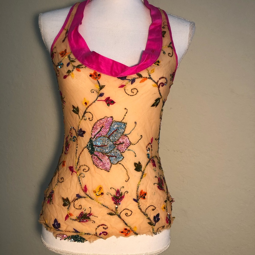 Poleci sequin embellished tank top